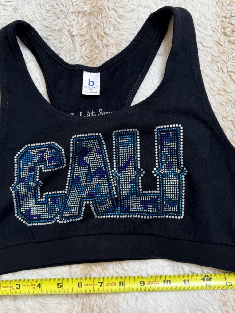 Cali All Stars boxercraft Black Rhinestone-Embellished Racerback Top